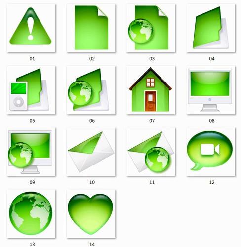 绿色系统桌面图标,png,ico,图标大全,免费下载 - 绘艺素材网